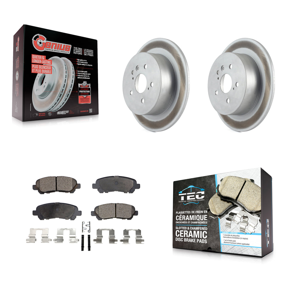 Rear Coated Disc Brake Rotors And Ceramic Pads Kit For 2008-2013 Toyota Highlander KGT-101577