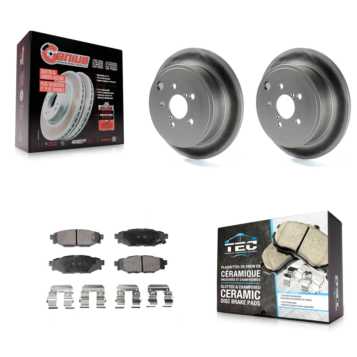 Rear Coated Brake Rotors Ceramic Pad Kit For Subaru Impreza Forester Outback Legacy Scion KGT-101581