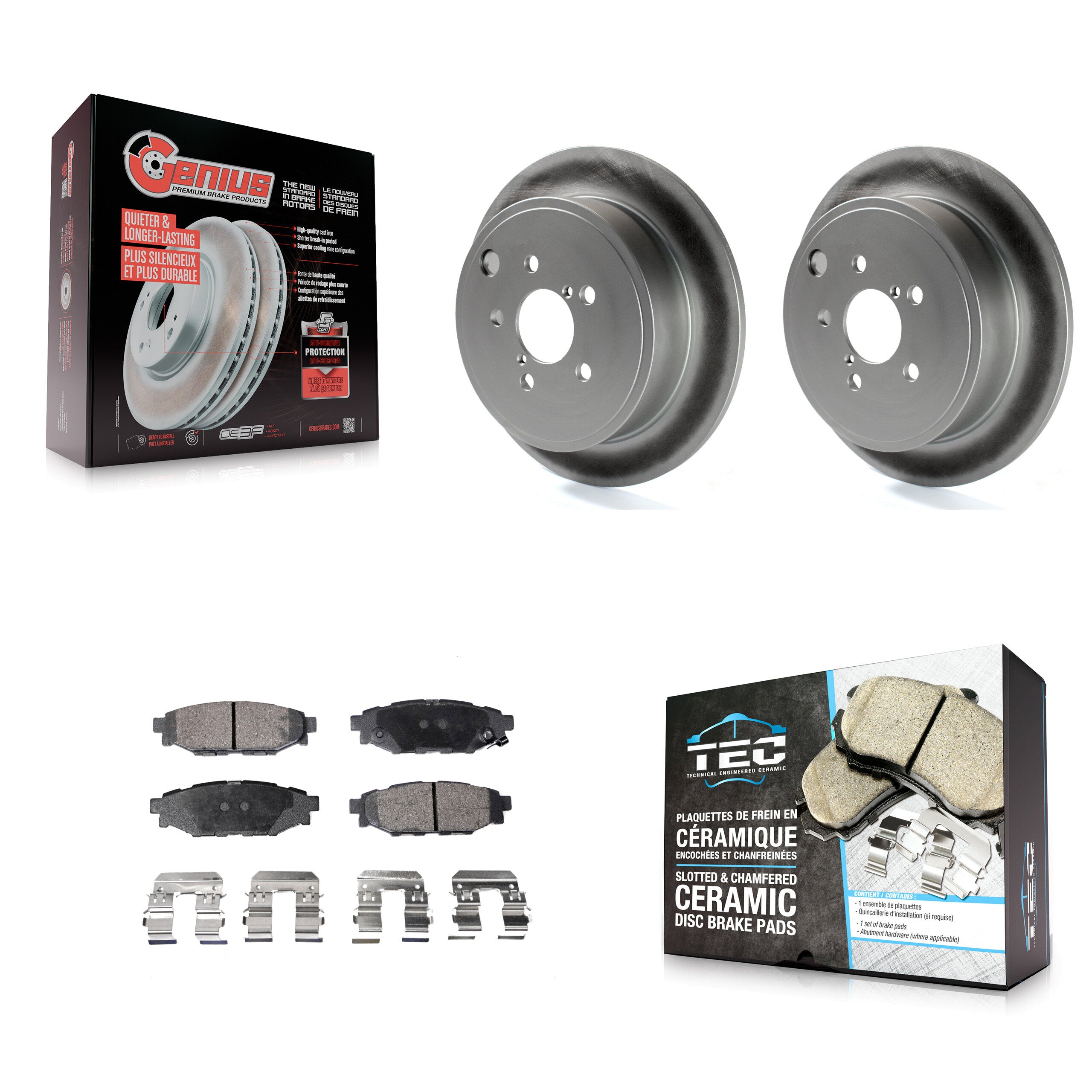 Rear Coated Brake Rotors Ceramic Pad Kit For Subaru Impreza Forester Outback Legacy Scion KGT-101581
