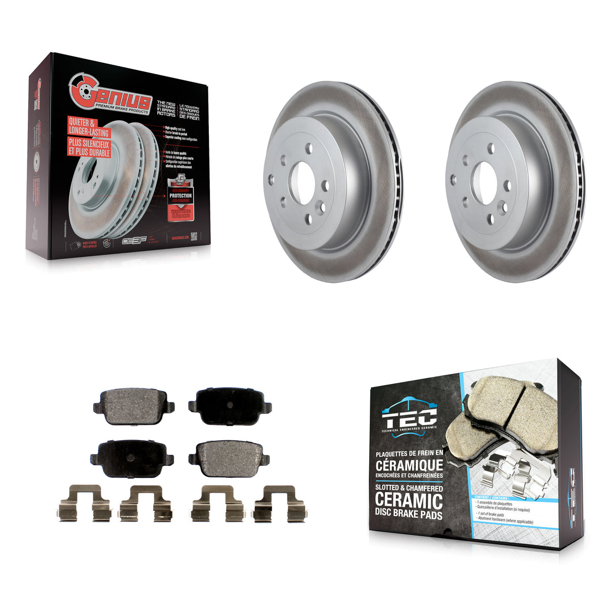 Rear Coated Disc Brake Rotors And Ceramic Pads Kit For 2008-2011 Land Rover LR2 KGT-101582