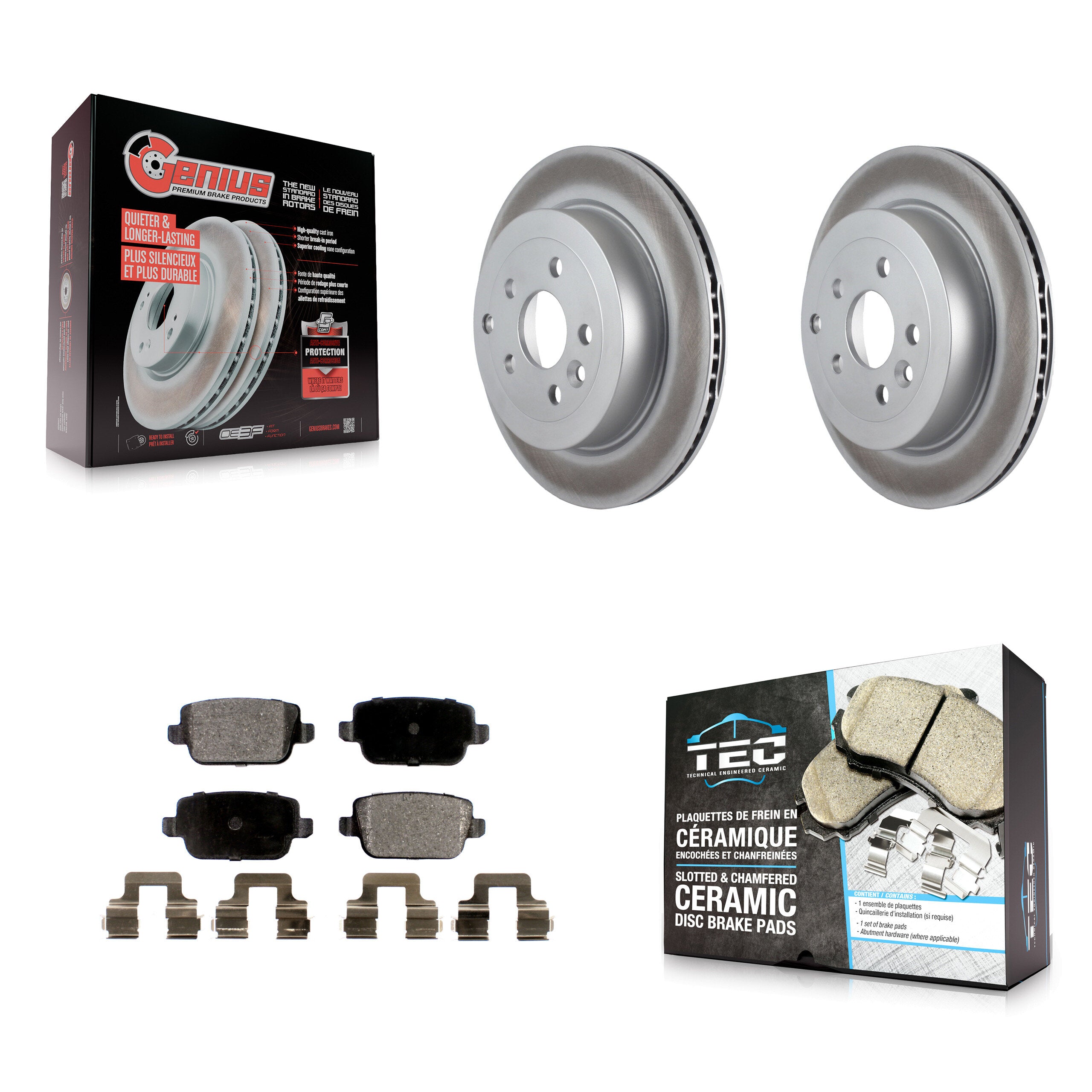 Rear Coated Disc Brake Rotors And Ceramic Pads Kit For 2008-2011 Land Rover LR2 KGT-101582