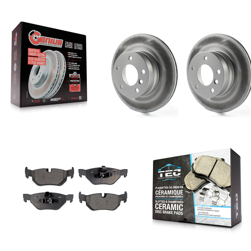 Rear Coated Disc Brake Rotors And Ceramic Pads Kit For 2008-2013 BMW 128i KGT-101589