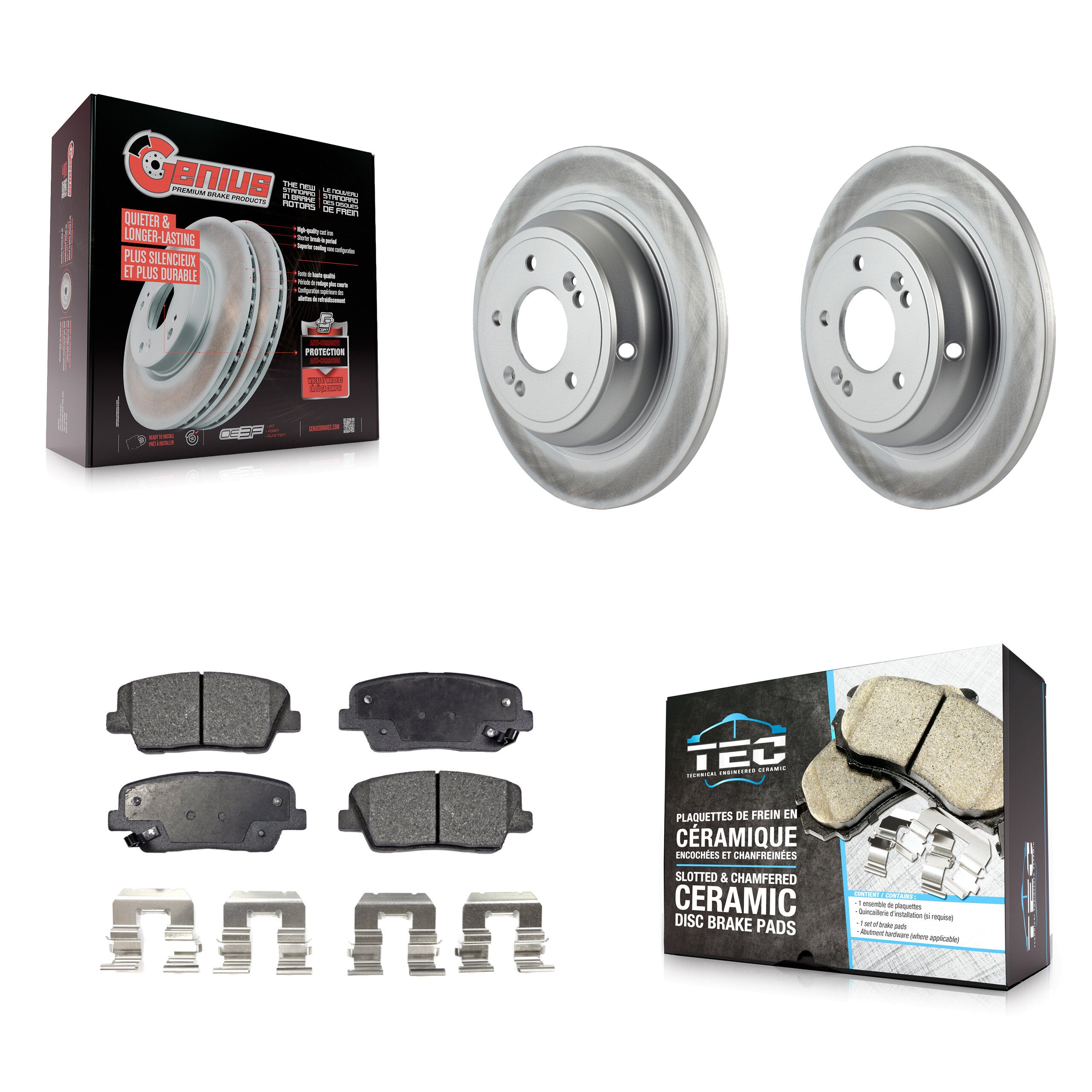 Rear Coated Disc Brake Rotors And Ceramic Pads Kit For Hyundai Genesis KGT-101592