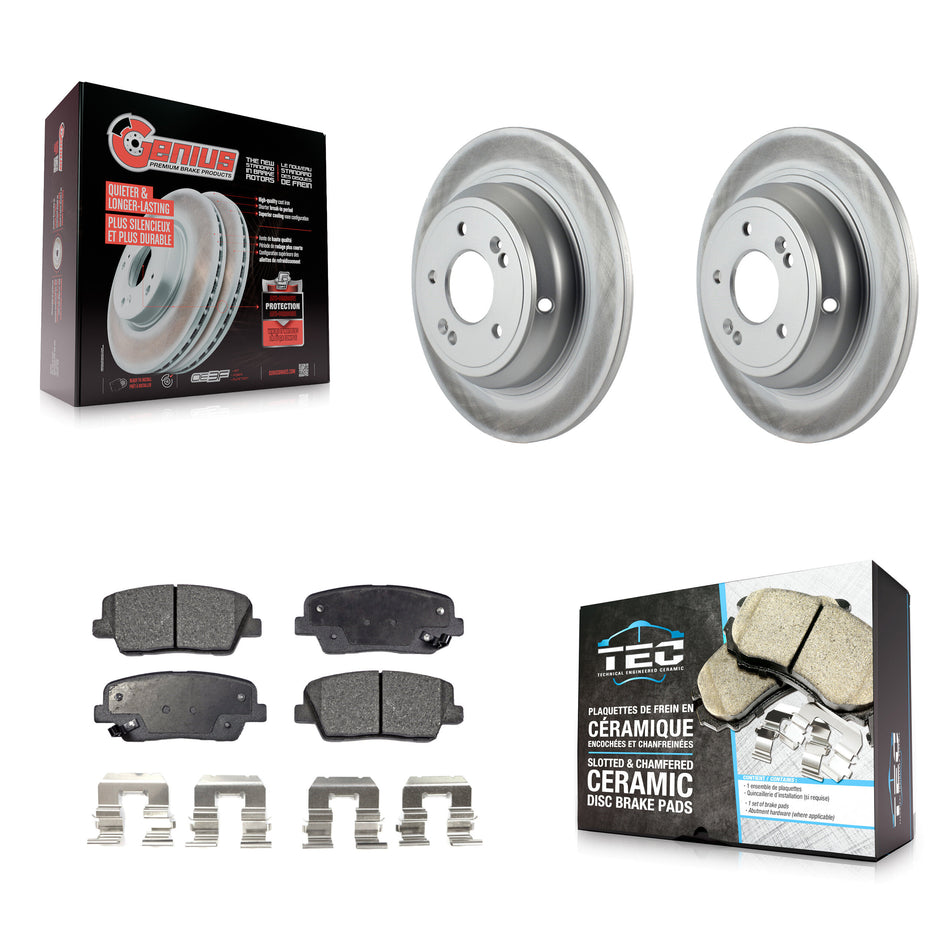 Rear Coated Disc Brake Rotors And Ceramic Pads Kit For Hyundai Genesis KGT-101592
