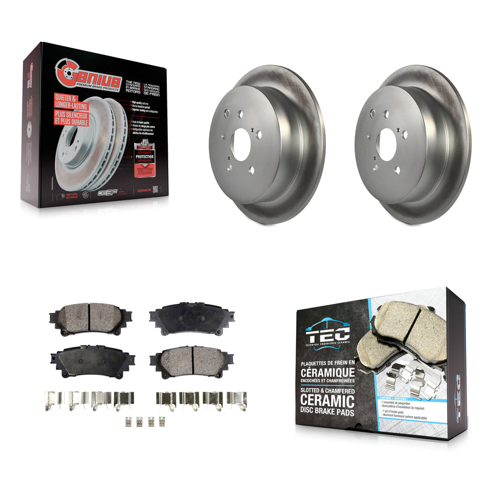 Rear Coated Brake Rotor & Ceramic Pad Kit For Toyota Sienna Highlander Lexus RX350 RX450h KGT-101601