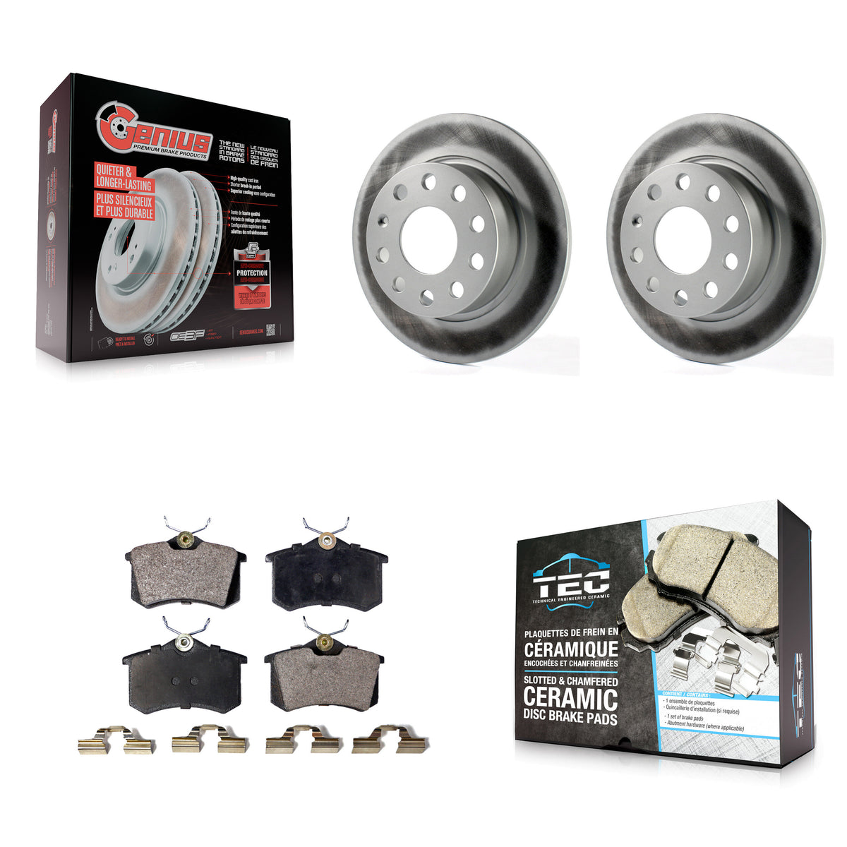Rear Coat Brake Rotor Ceramic Pad Kit For Volkswagen Jetta Beetle Golf SportWagen Audi A3 KGT-101621