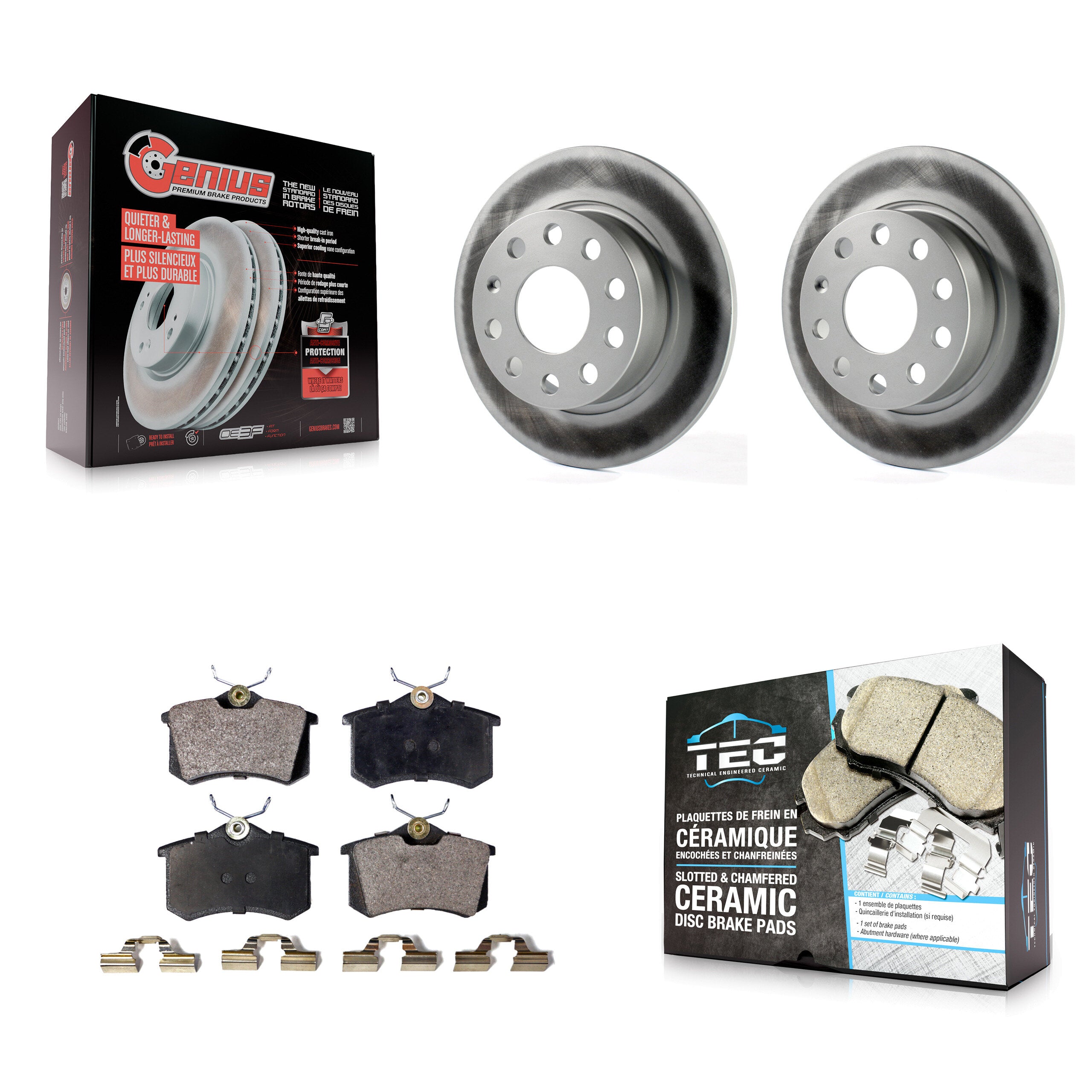 Rear Coat Brake Rotor Ceramic Pad Kit For Volkswagen Jetta Beetle Golf SportWagen Audi A3 KGT-101621
