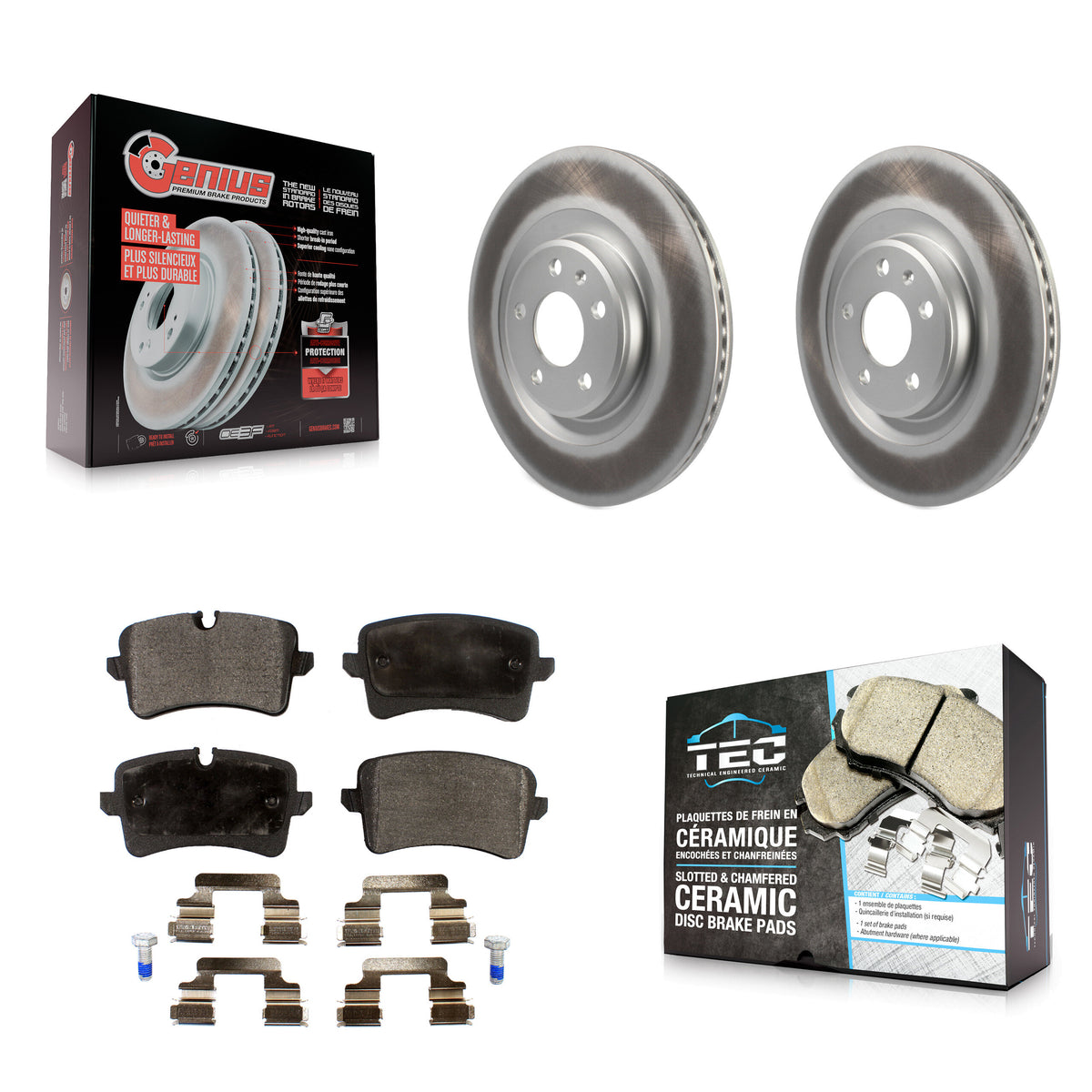 Rear Coated Disc Brake Rotors And Ceramic Pad Kit For Audi Porsche Macan A6 Quattro A7 A8 KGT-101623