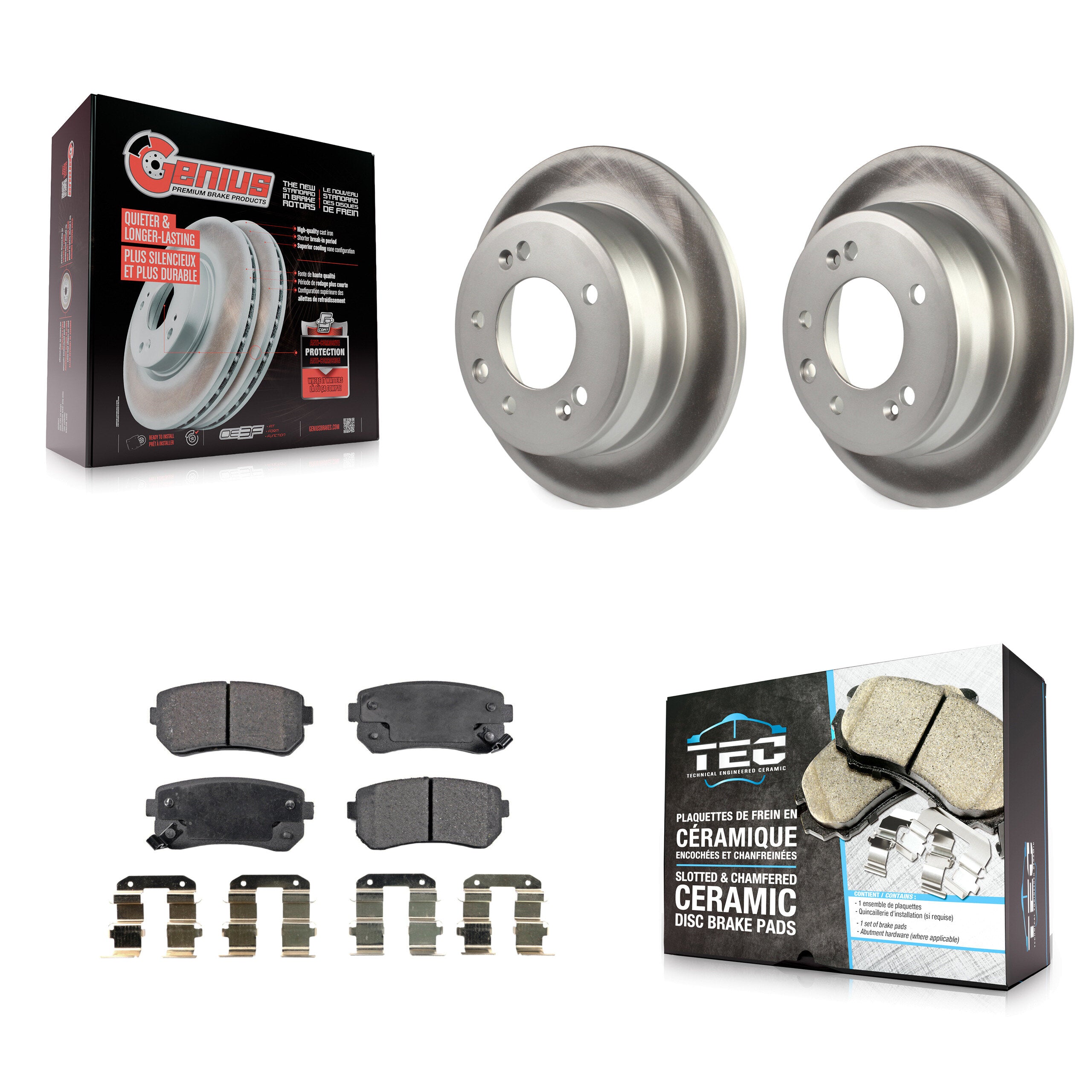 Rear Coated Disc Brake Rotors And Ceramic Pad Kit For Hyundai Elantra Tucson Kia Sportage KGT-101624