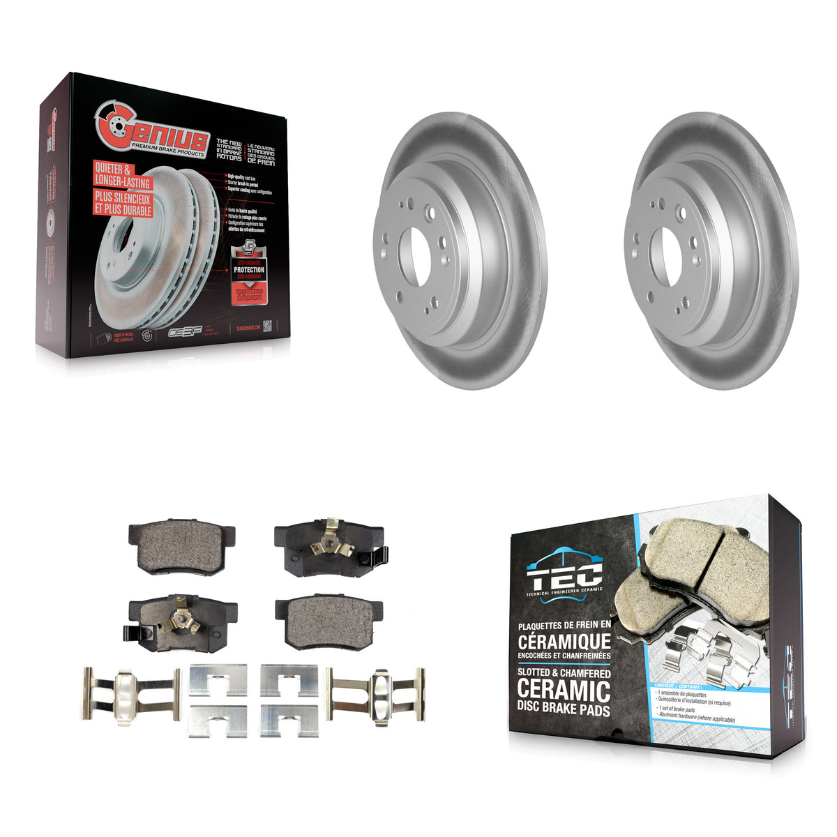 Rear Coated Disc Brake Rotors And Ceramic Pads Kit For Honda Accord Crosstour KGT-101625