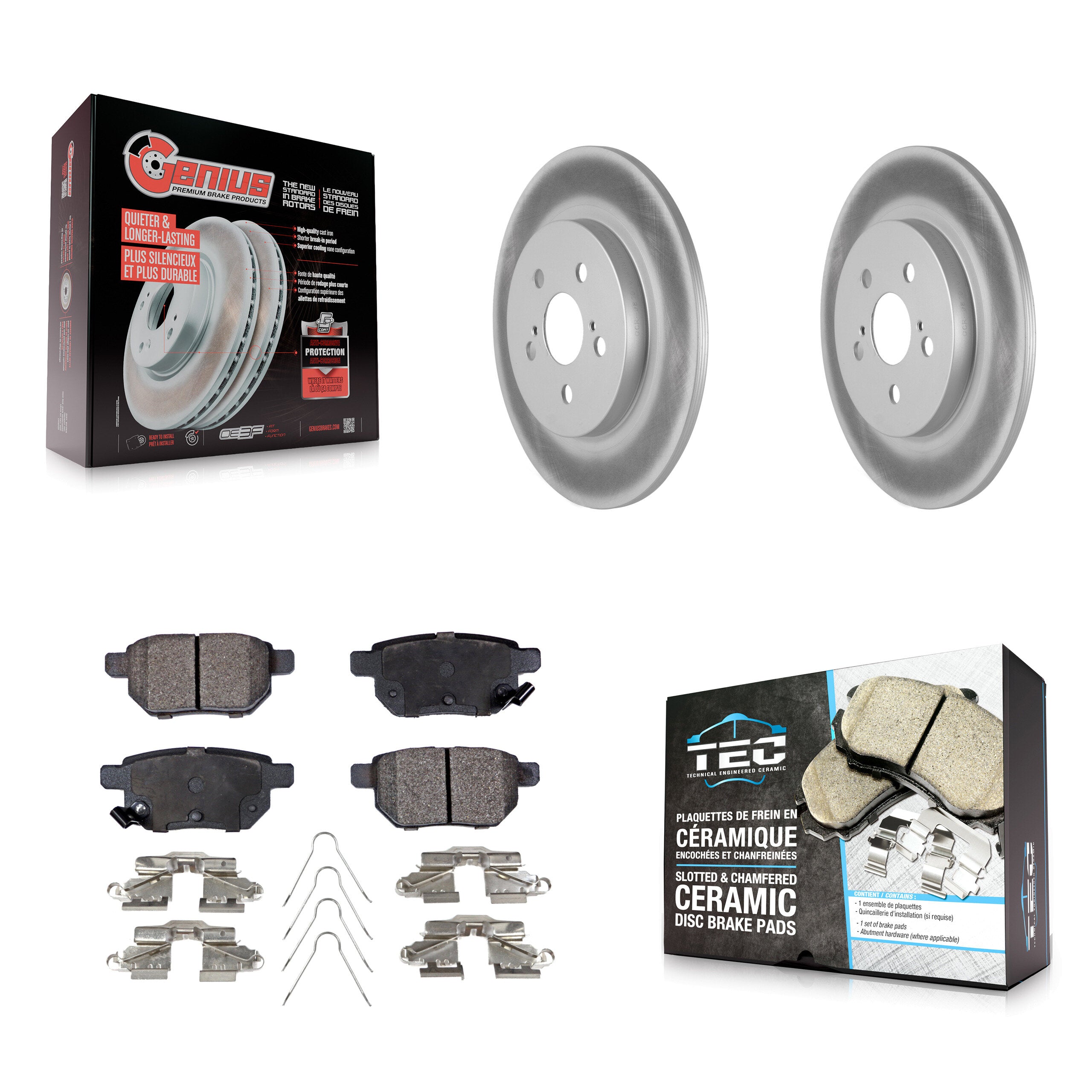 Rear Coated Disc Brake Rotors And Ceramic Pads Kit For Lexus CT200h KGT-101626