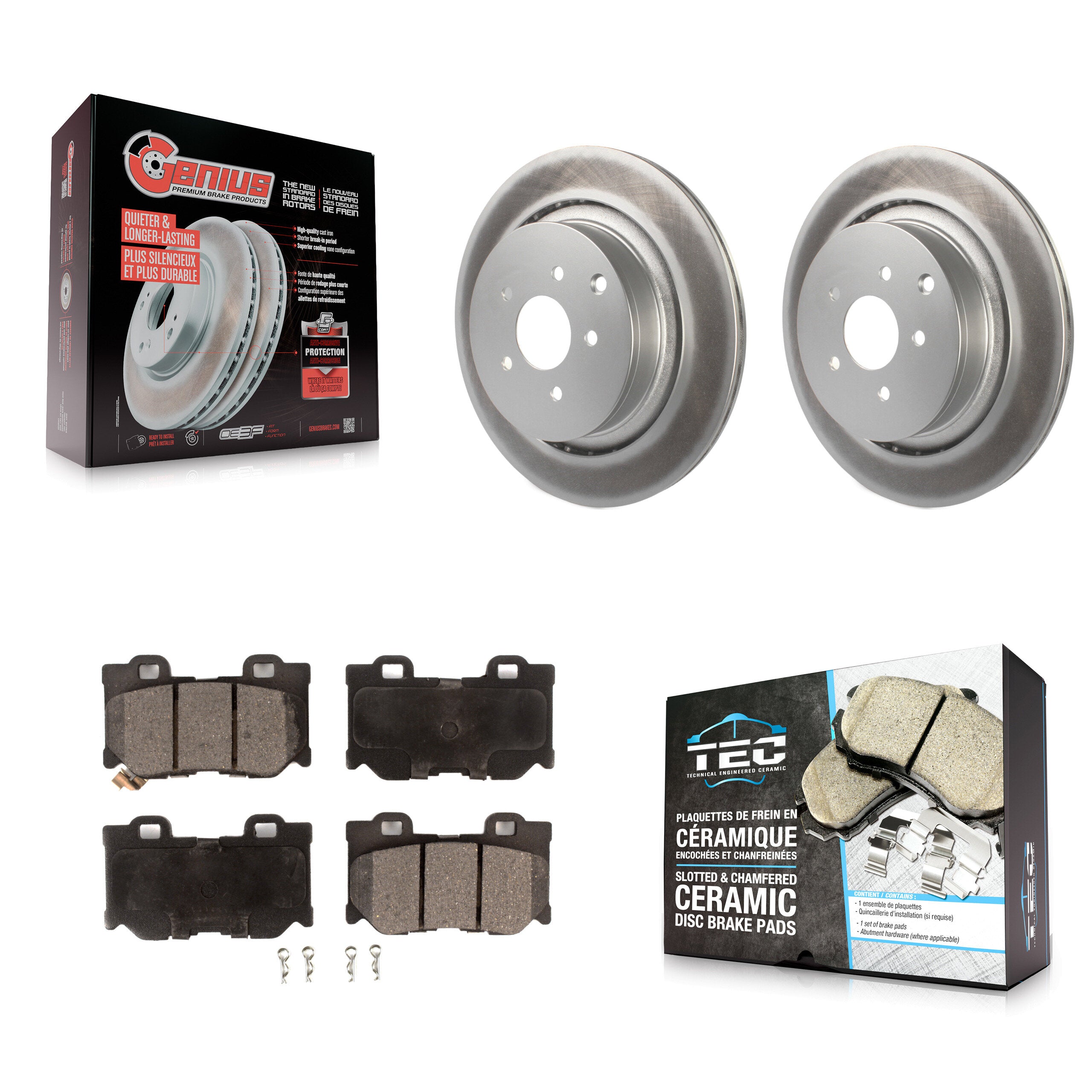 Rear Coated Brake Rotor & Ceramic Pad Kit For INFINITI Q50 Q60 M37 FX50 QX70 Q70 Q70L M56 KGT-101630