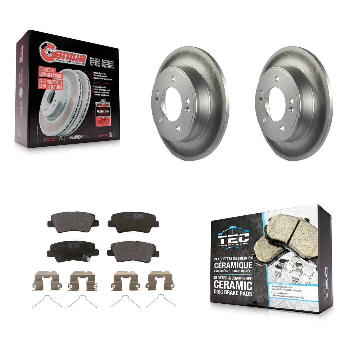 Rear Coated Disc Brake Rotors And Ceramic Pads Kit For Hyundai Elantra Venue Kia Soul KGT-101634