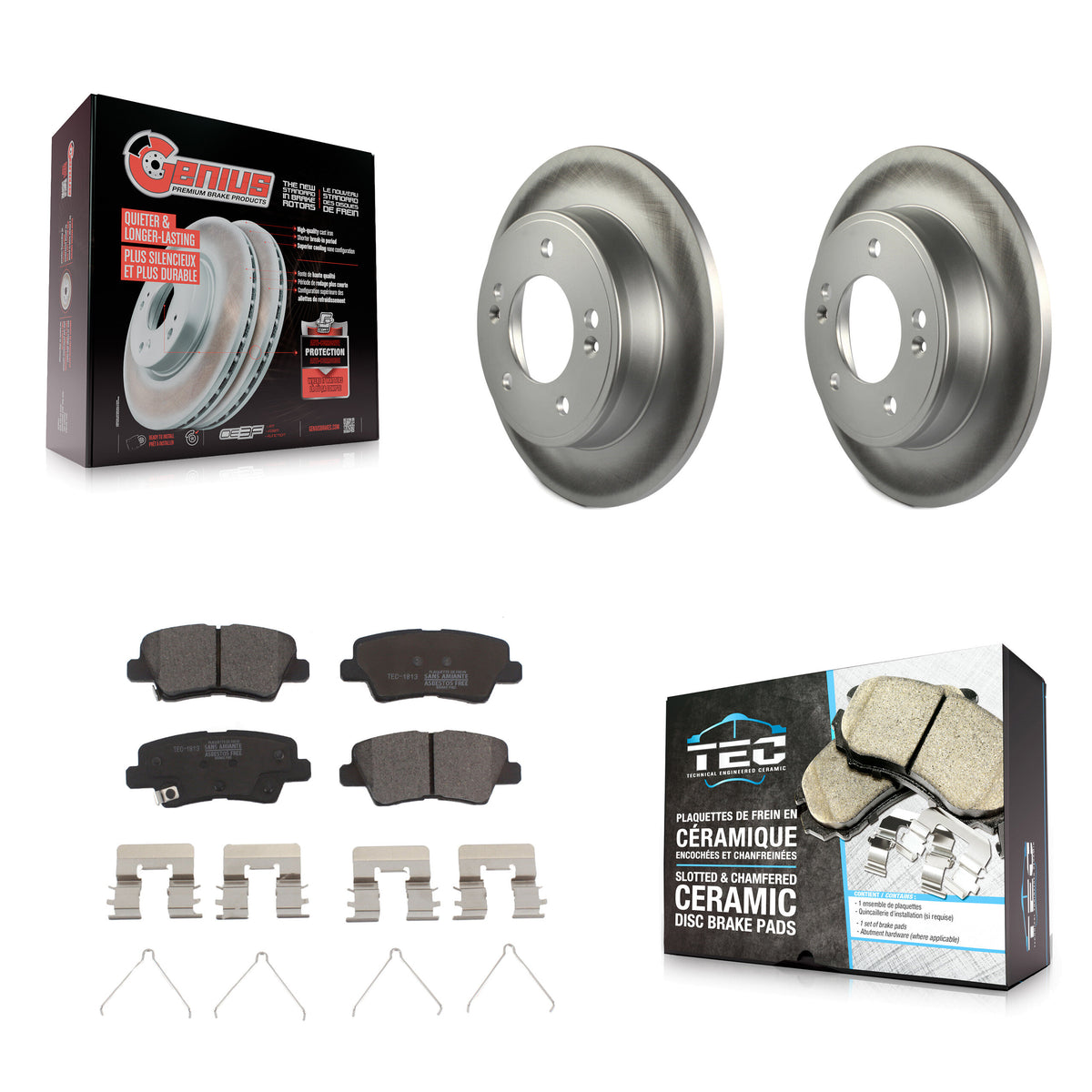 Rear Coated Brake Rotor Ceramic Pad Kit For Kia Forte Hyundai Kona Soul Forte5 Elantra GT KGT-101635