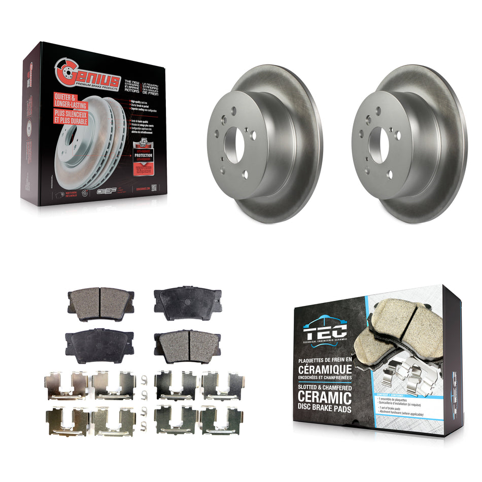 Rear Coated Disc Brake Rotor & Ceramic Pad Kit For Toyota Camry Lexus ES350 Avalon ES300h KGT-101637