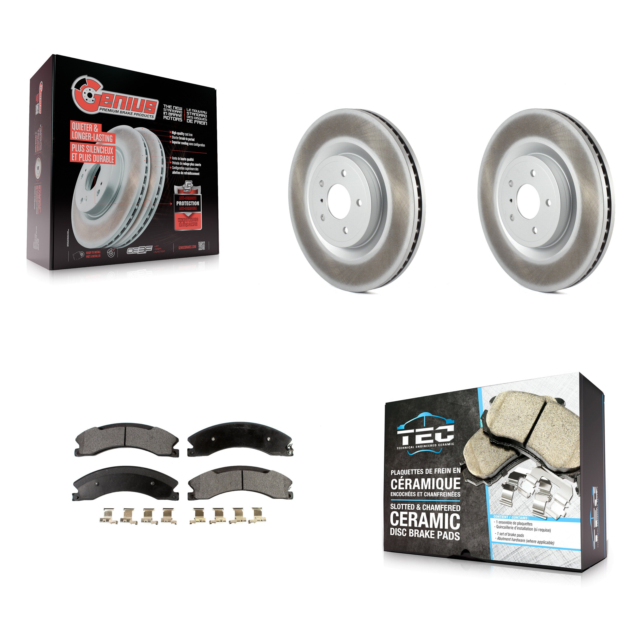 Rear Coated Disc Brake Rotors & Ceramic Pad Kit For 2012-2021 Nissan NV2500 NV3500 NV1500 KGT-101638