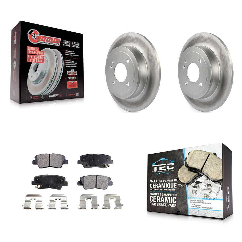 Rear Coated Disc Brake Rotors And Ceramic Pads Kit For Hyundai Accent Kia Rio KGT-101640