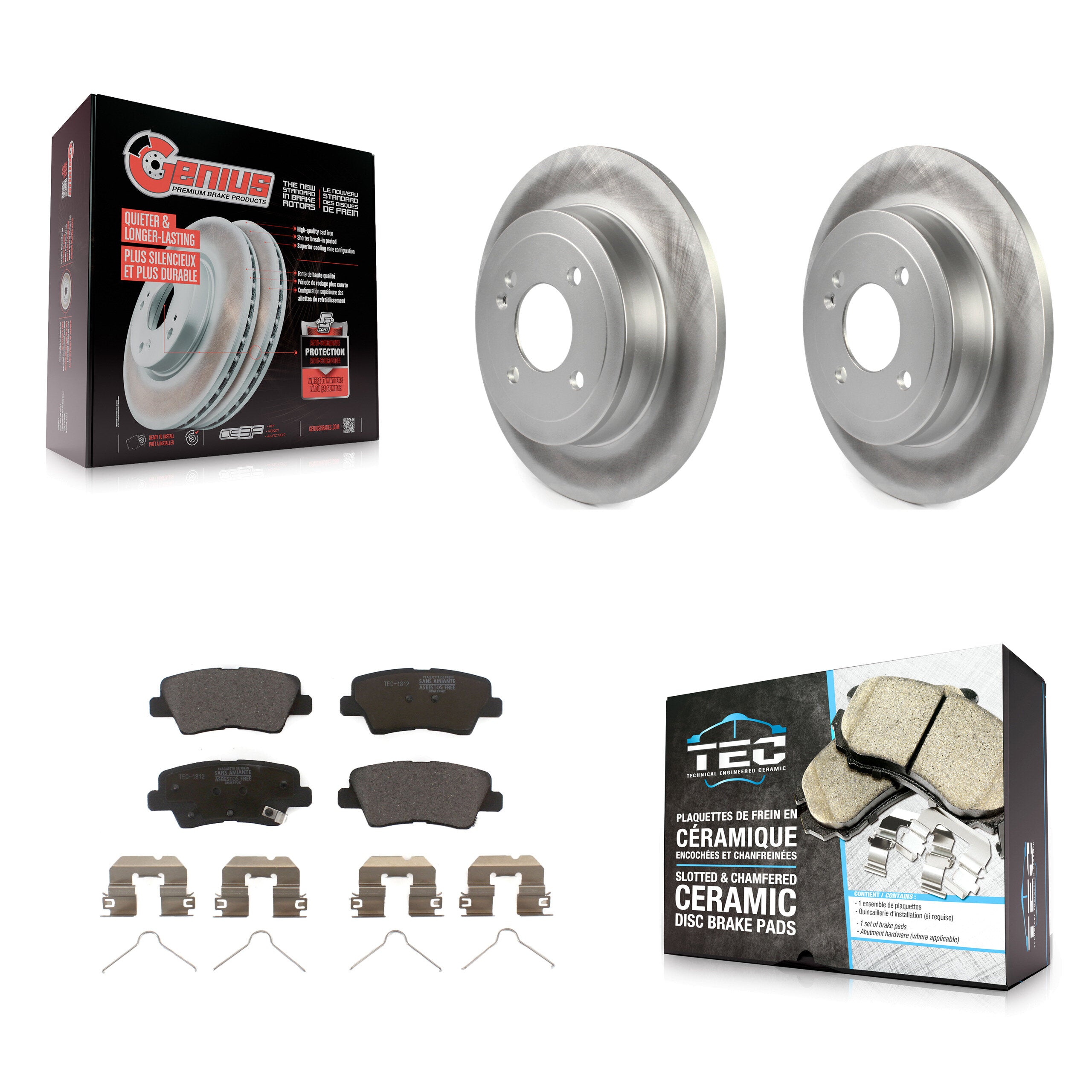 Rear Coated Disc Brake Rotors And Ceramic Pads Kit For Kia Rio Hyundai Accent KGT-101641