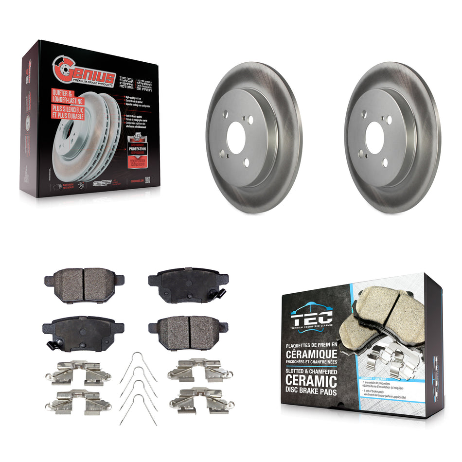 Rear Coated Disc Brake Rotors And Ceramic Pads Kit For 2012-2018 Toyota Yaris KGT-101643