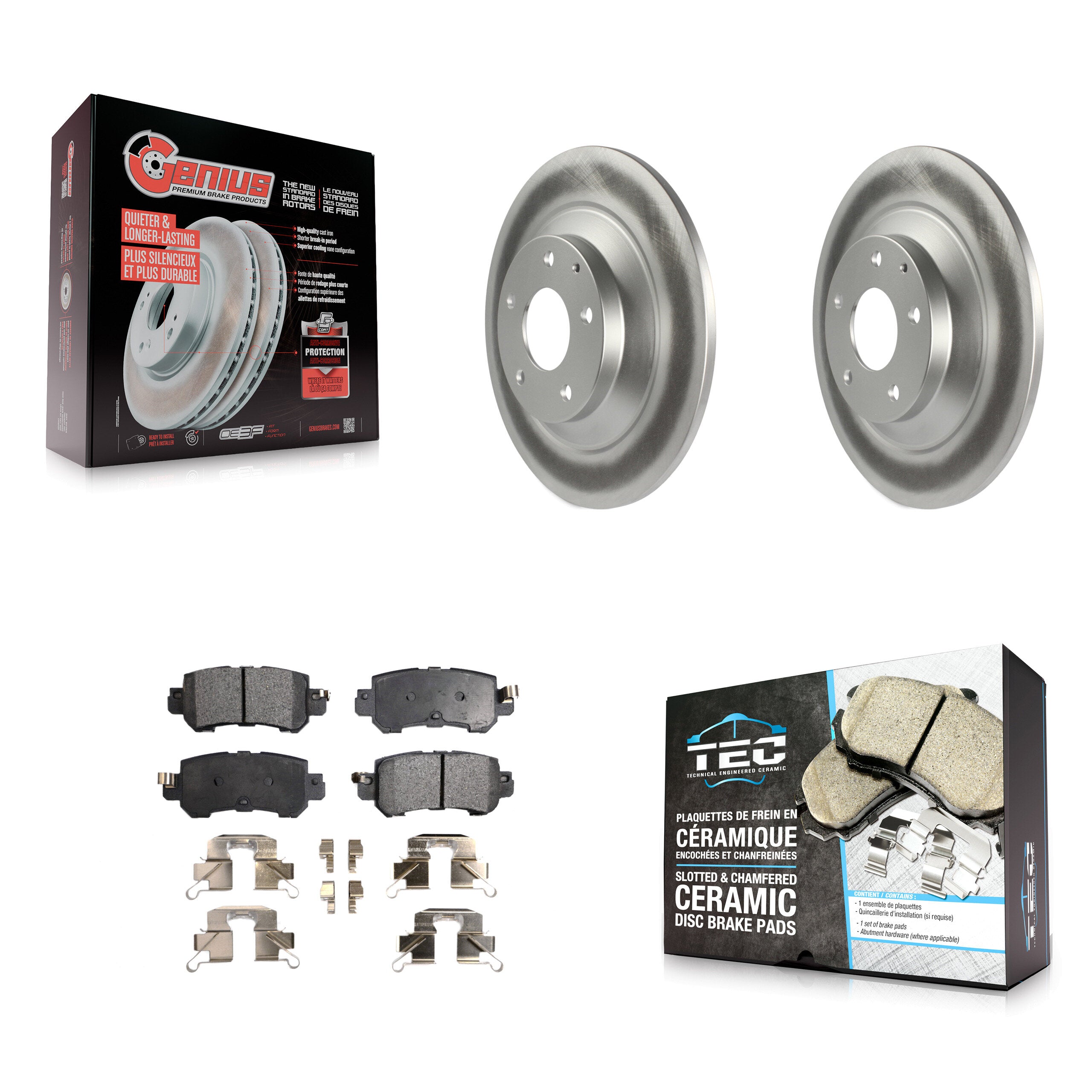 Rear Coated Disc Brake Rotors And Ceramic Pads Kit For 2013-2015 Mazda CX-5 KGT-101645