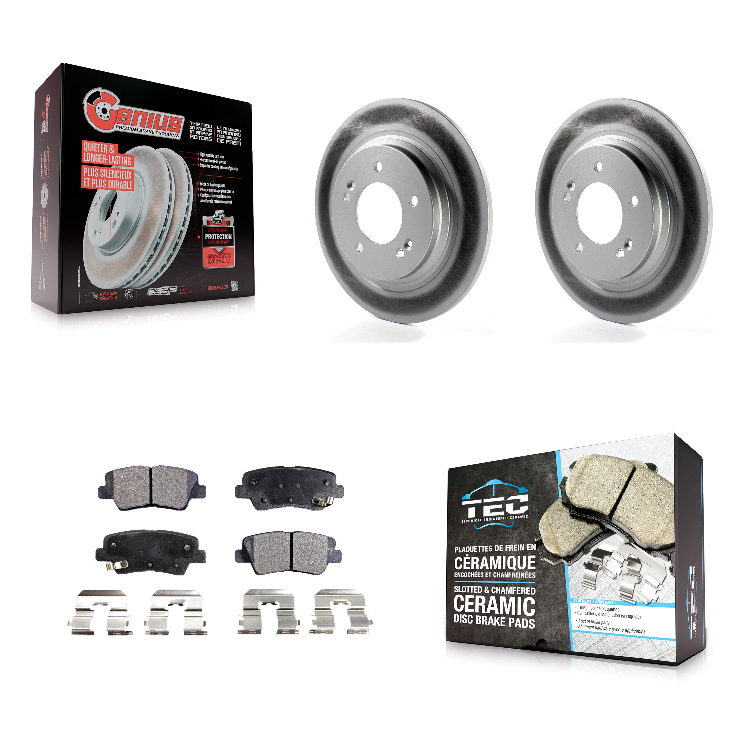 Rear Coat Disc Brake Rotors Ceramic Pad Kit For Kia Optima Hyundai Sonata Soul EV Cadenza KGT-101648