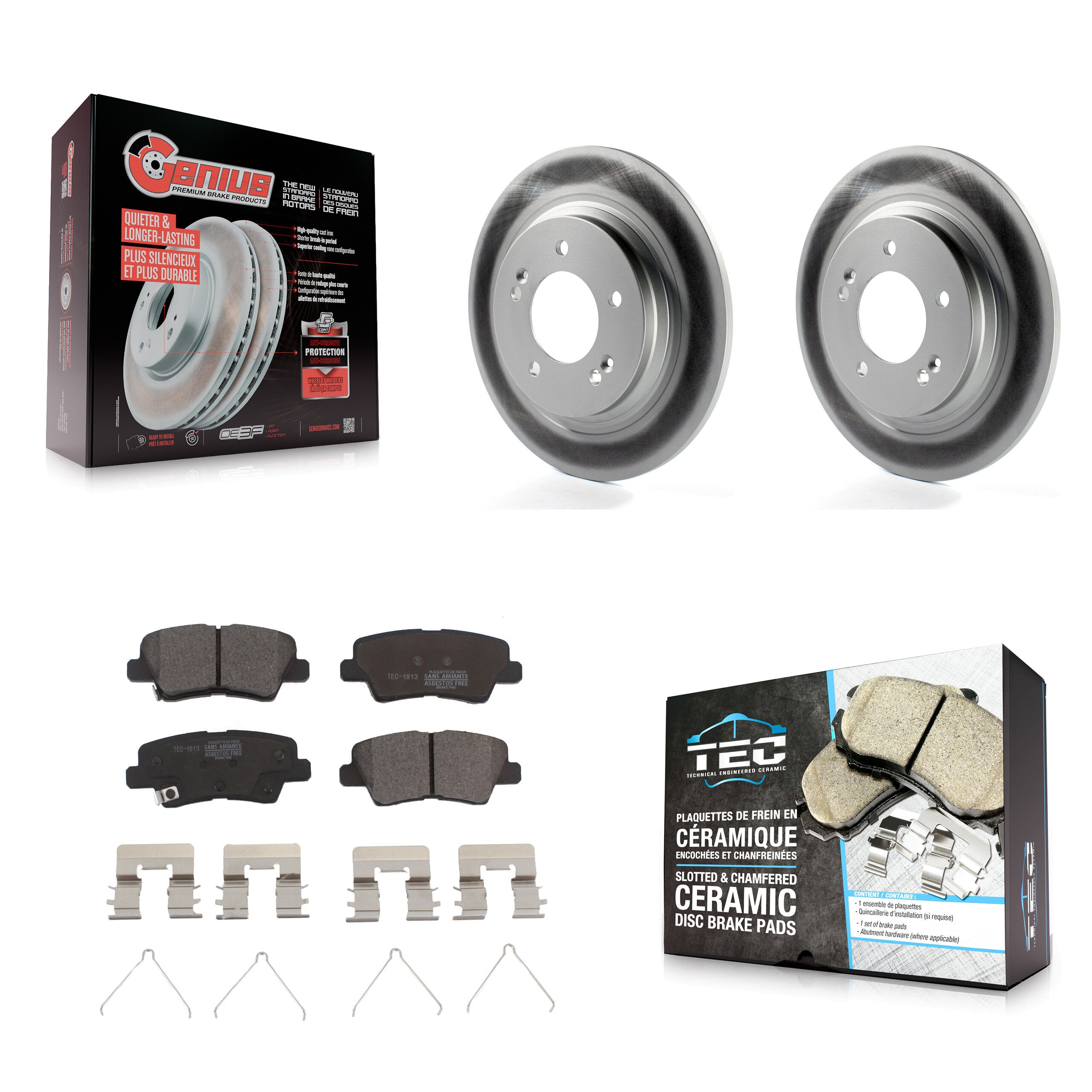 Rear Coat Brake Rotors Ceramic Pad Kit For Hyundai Kia Sonata Elantra GT Forte5 Optima EV KGT-101649