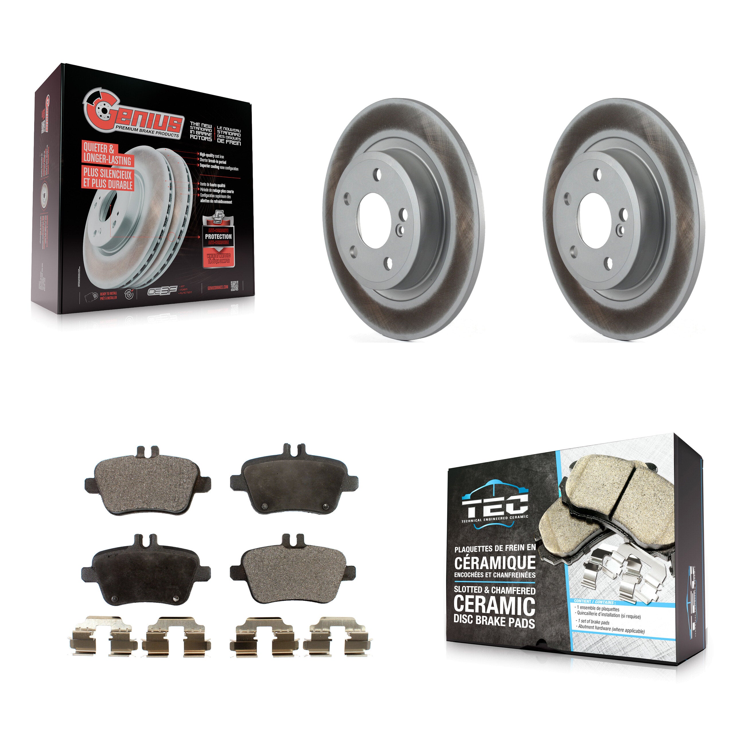 Rear Coat Brake Rotors Ceramic Pad Kit For Mercedes-Benz GLA250 CLA250 B250 INFINITI QX30 KGT-101656