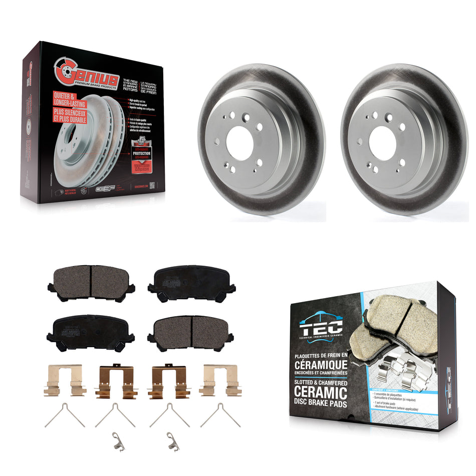 Rear Coated Disc Brake Rotors And Ceramic Pads Kit For Honda Pilot Ridgeline Passport KGT-101670