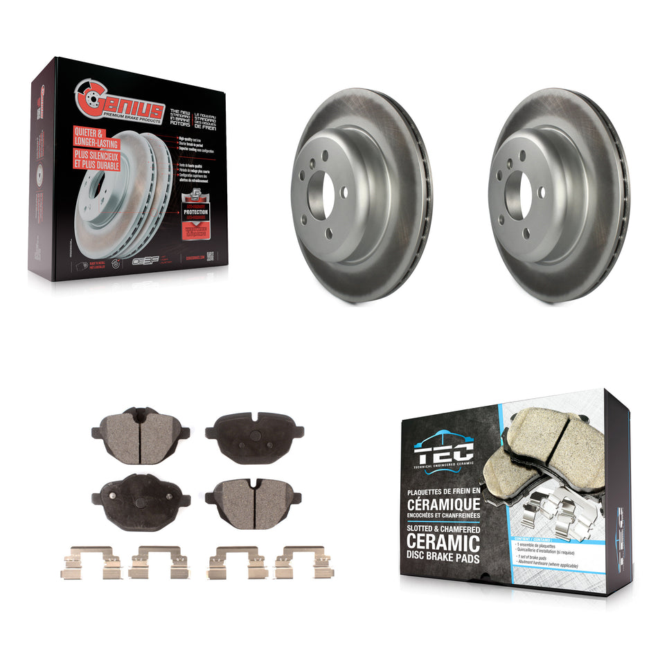 Rear Coated Disc Brake Rotor Ceramic Pad Kit For BMW 535i xDrive 528i 535d ActiveHybrid 5 KGT-101677