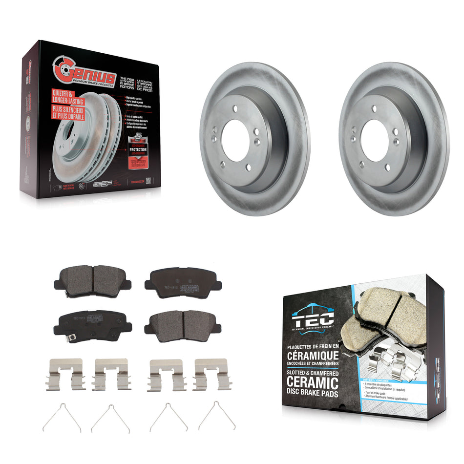 Rear Coat Brake Rotor Ceramic Pad Kit For 2014-2017 Kia Rondo With Electric Parking KGT-101680
