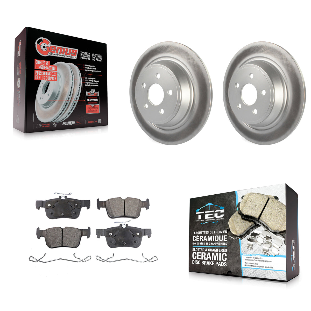 Rear Coated Brake Rotor Ceramic Pad Kit For Ford Edge Fusion Lincoln Nautilus MKX MKZ SSV KGT-101681