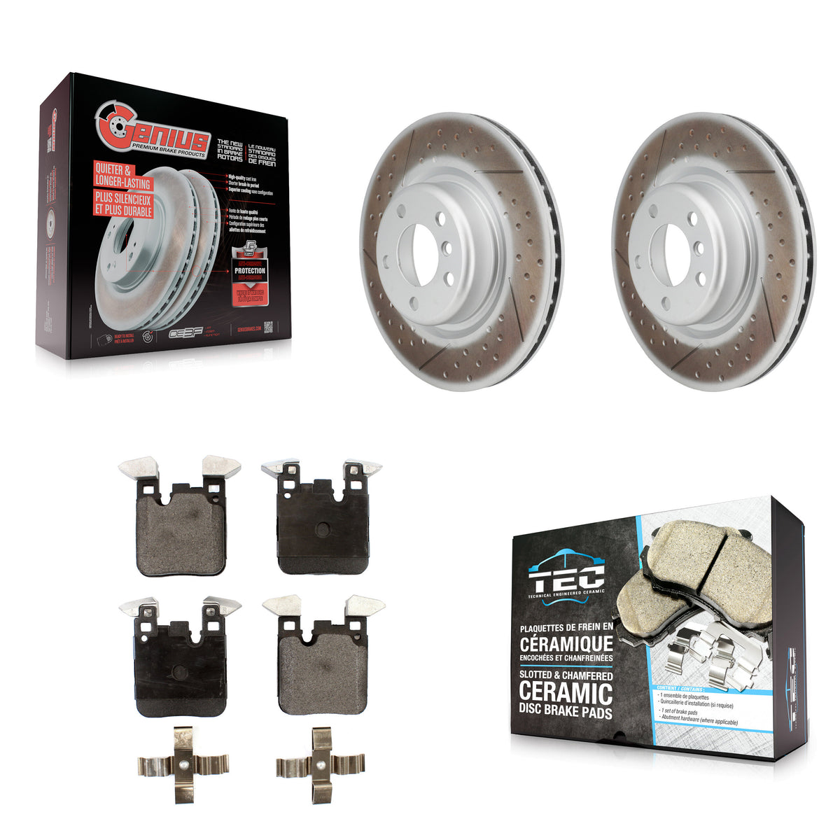 Rear Coat Brake Rotor Ceramic Pad Kit For BMW 320i xDrive 230i 228i 328i M240i M235i 428i KGT-101685