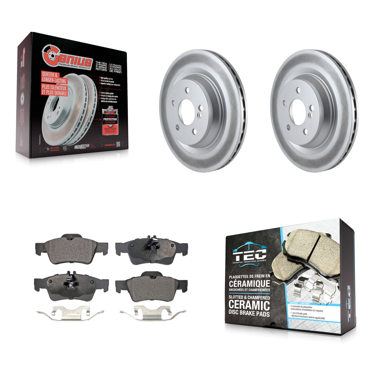 Rear Coated Brake Rotor Ceramic Pad Kit For Mercedes-Benz S550 S450 SL550 S350 CL550 S400 KGT-101687