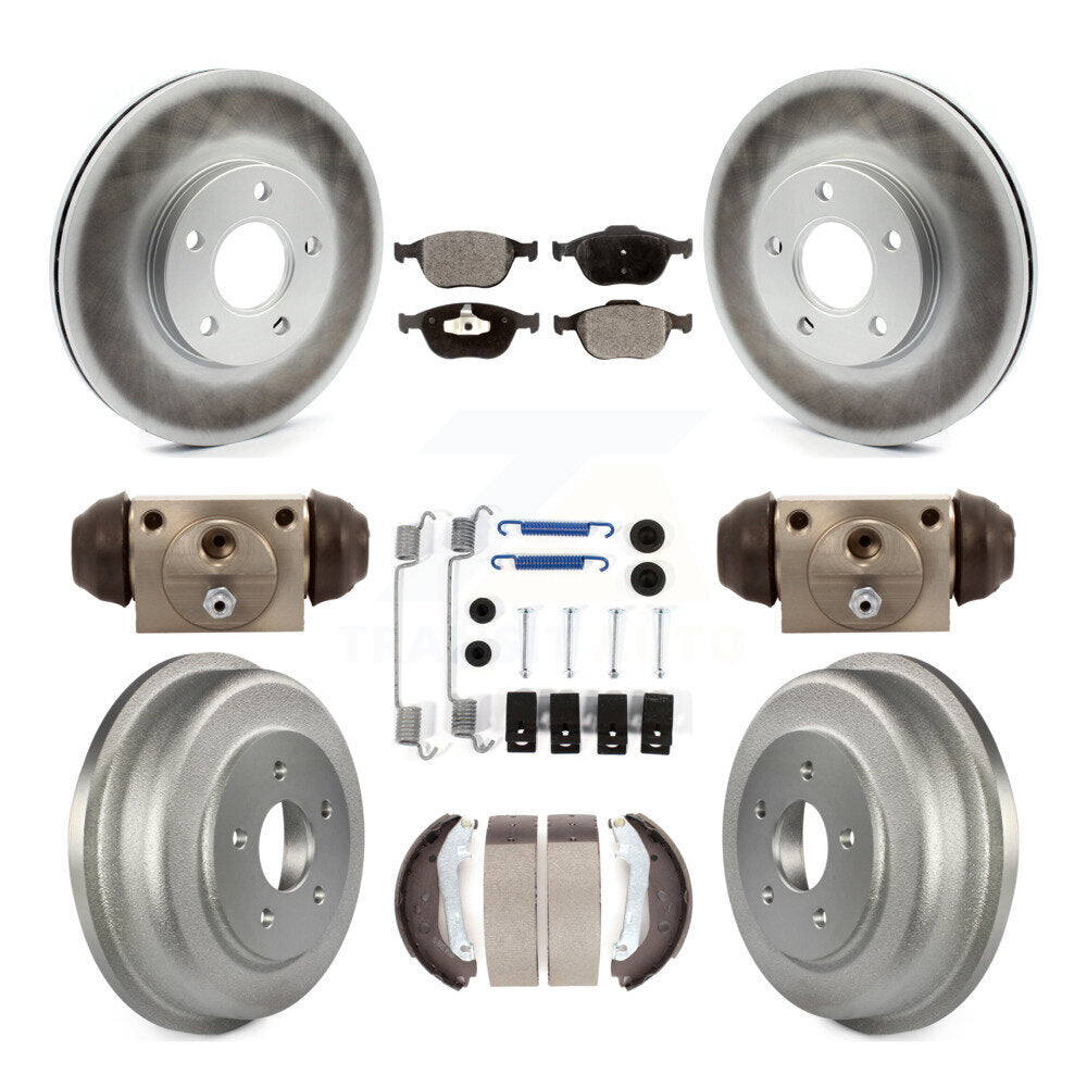 Front Rear Coat Brake Rotor Ceramic Pad Drum Kit (9Pc) For 2010-2013 Ford Transit Connect KGT-101756