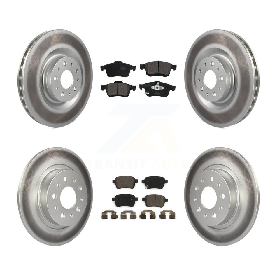 Front Rear Coated Disc Brake Rotors And Ceramic Pads Kit For 2014-2020 Fiat 500L KGT-101765