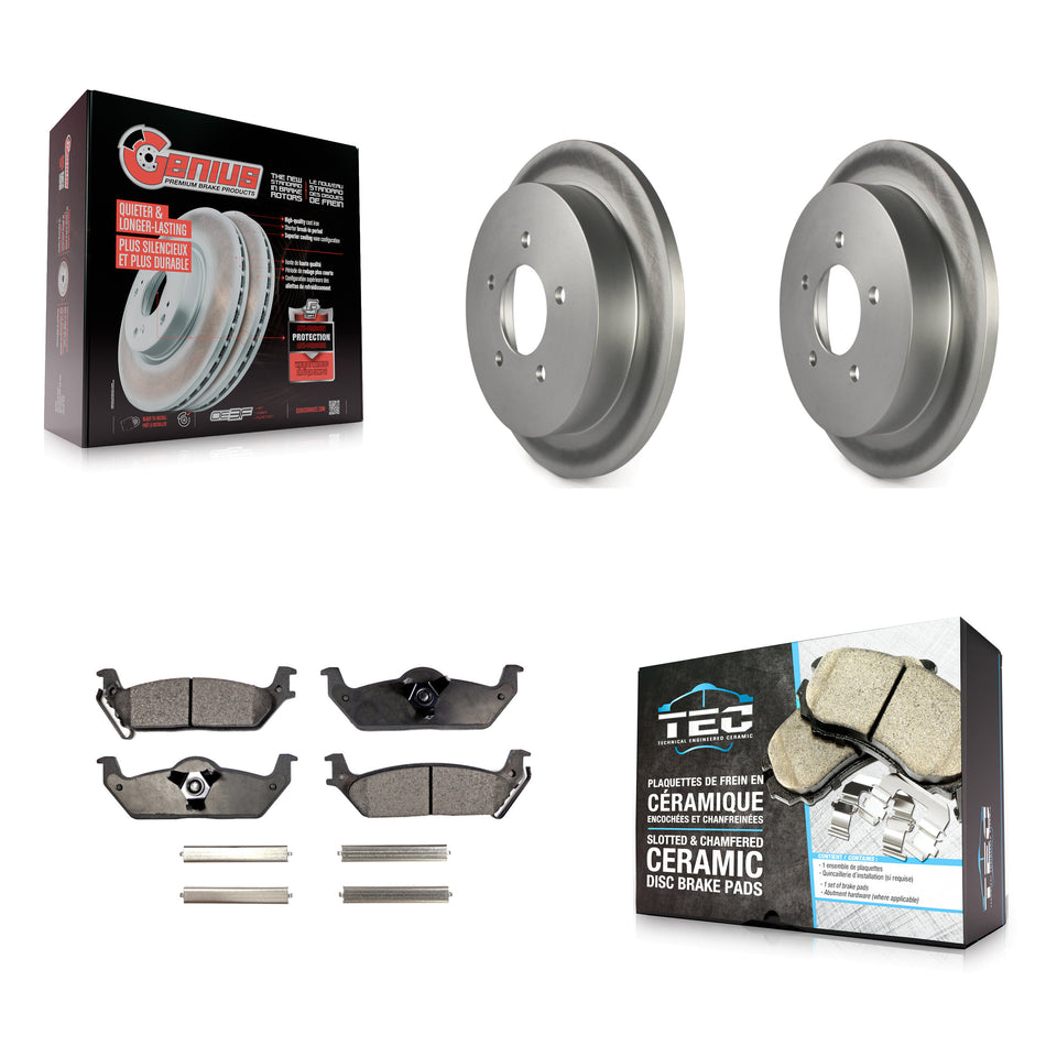 Rear Coated Disc Brake Rotors And Ceramic Pads Kit For Ford F-150 KGT-101776