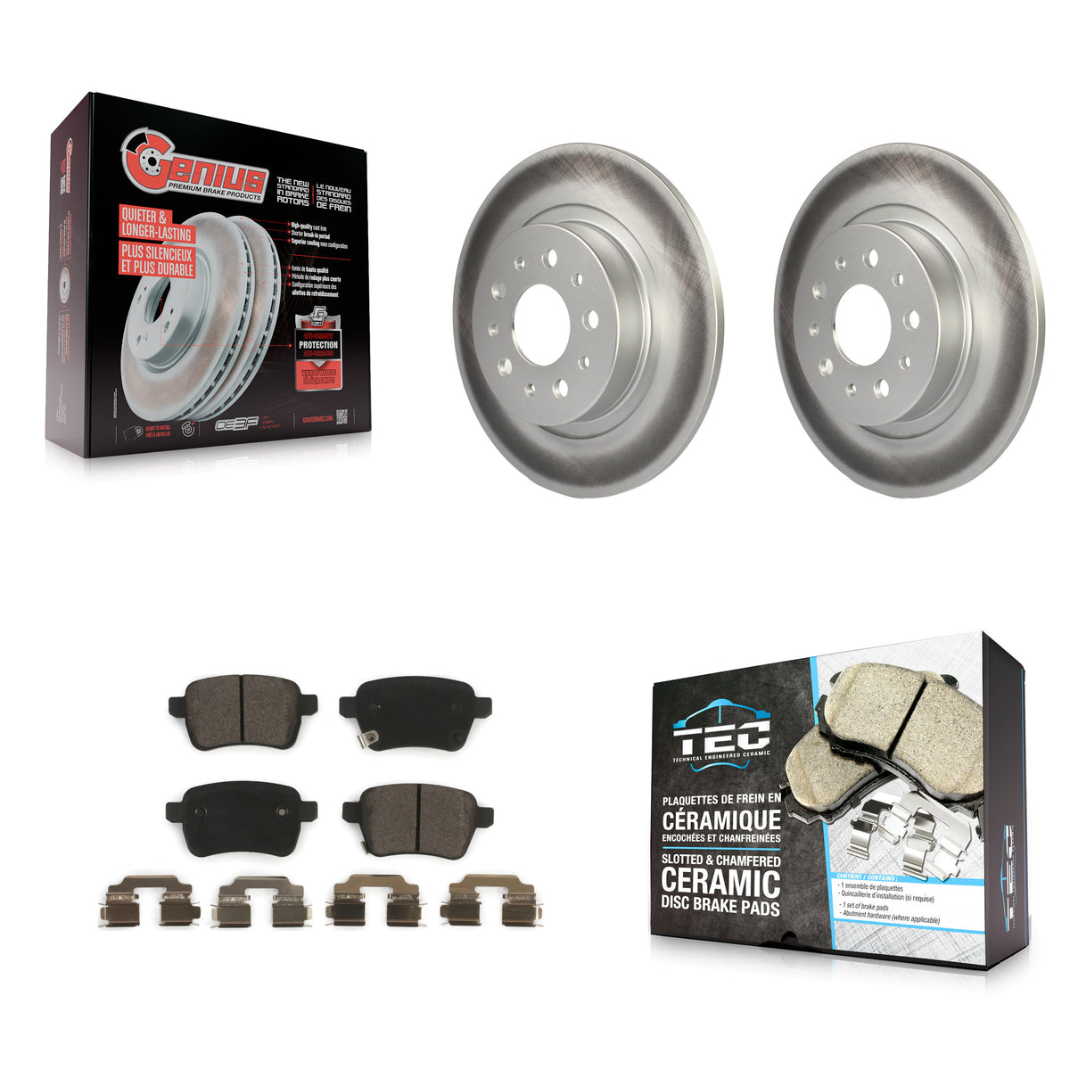 Rear Coated Disc Brake Rotors And Ceramic Pads Kit For 2014-2020 Fiat 500L KGT-101777