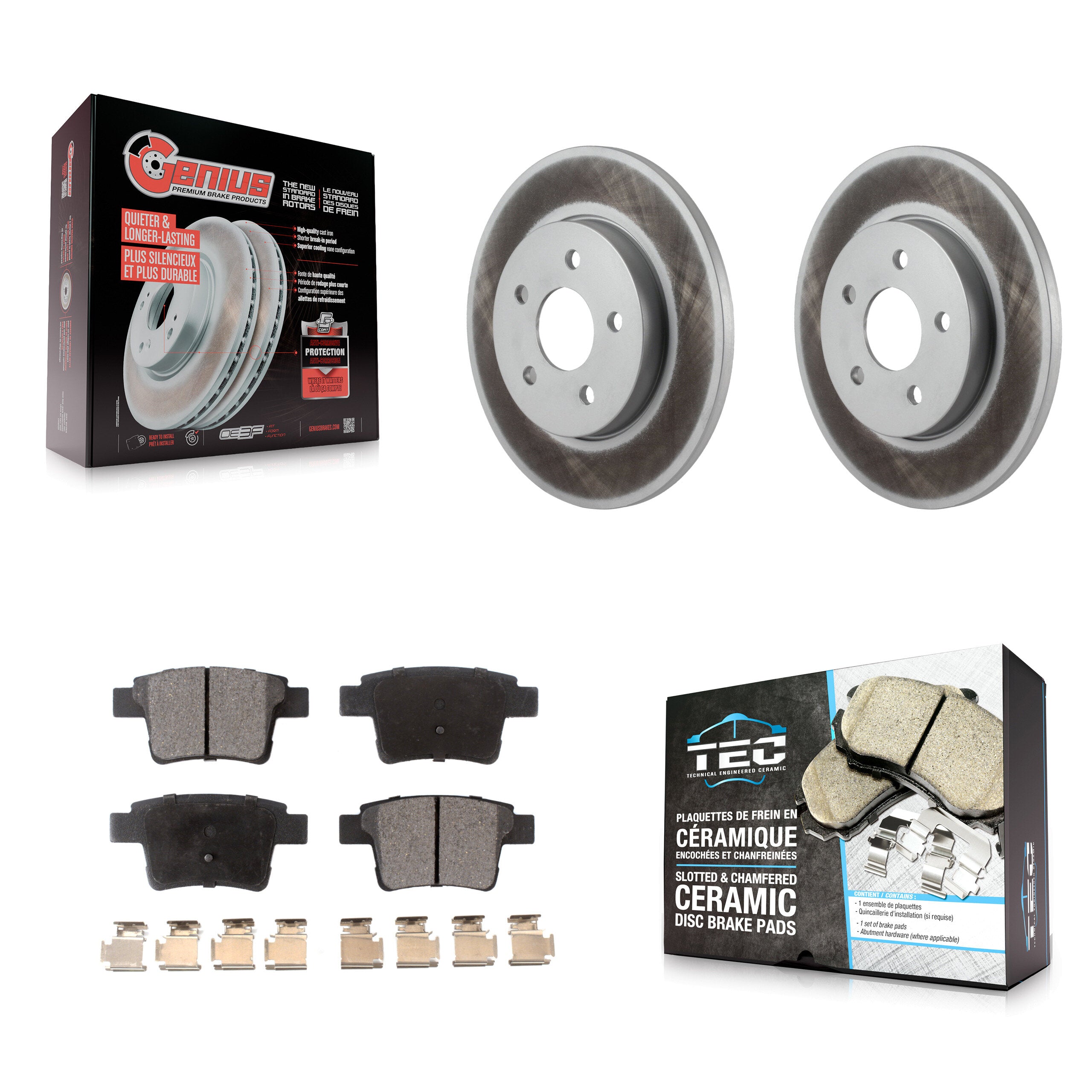 Rear Coated Disc Brake Rotors And Ceramic Pads Kit For Jaguar X-Type KGT-101778