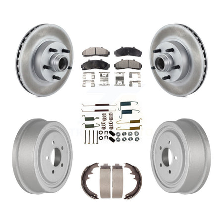 Front Rear Coat Disc Brake Rotors Hub Assembly Ceramic Pad Drum Kit (7Pc) For Ford Ranger KGT-101780