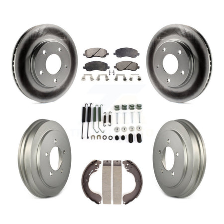 Front Rear Coated Disc Brake Rotors Ceramic Pads And Drum Kit (7Pc) For Dodge Caliber KGT-101805