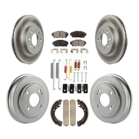 Front Rear Coated Disc Brake Rotors Ceramic Pads And Drum Kit (7Pc) For Honda Civic KGT-101810