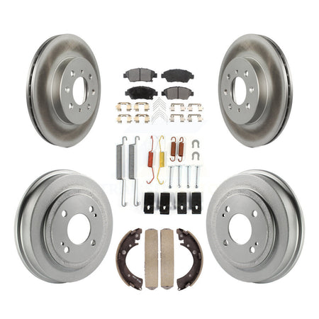 Front Rear Coated Disc Brake Rotor Ceramic Pad And Drum Kit (7Pc) For 2007-2008 Honda Fit KGT-101811