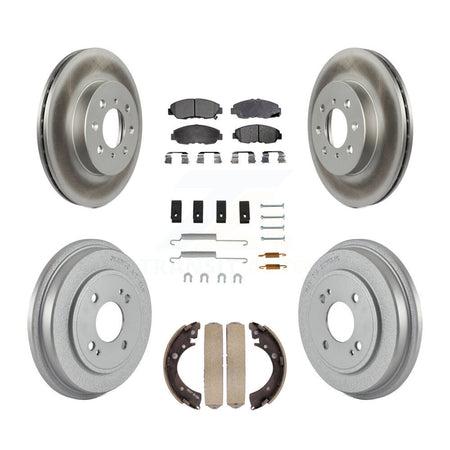 Front Rear Coated Disc Brake Rotors Ceramic Pads And Drum Kit (7Pc) For Honda Civic KGT-101813