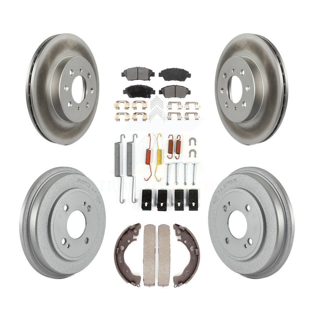 Front Rear Coated Disc Brake Rotors Ceramic Pads And Drum Kit (7Pc) For Honda Fit KGT-101814