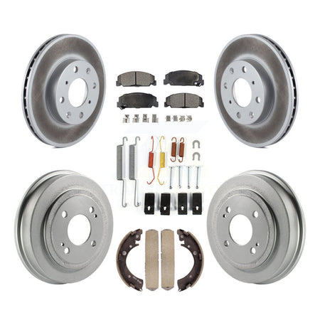 Front Rear Coated Disc Brake Rotors Ceramic Pads And Drum Kit (7Pc) For Honda Civic KGT-101815