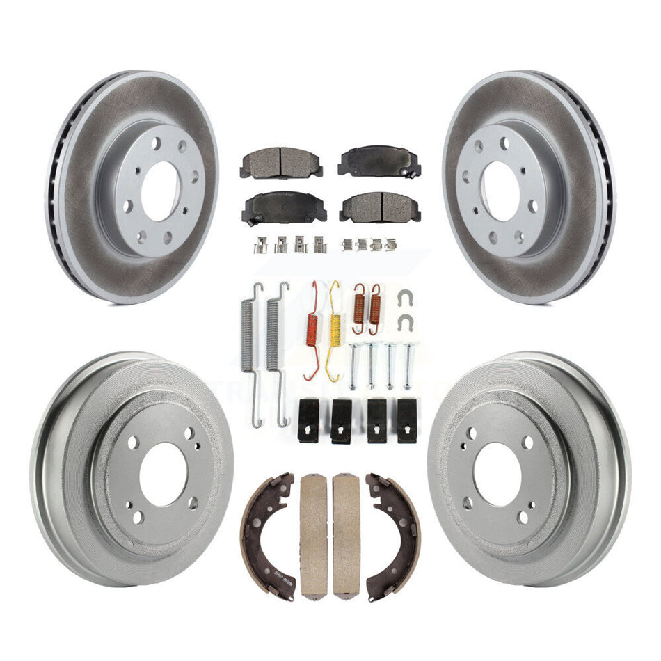 Front Rear Coated Disc Brake Rotors Ceramic Pads And Drum Kit (7Pc) For Honda Civic KGT-101815