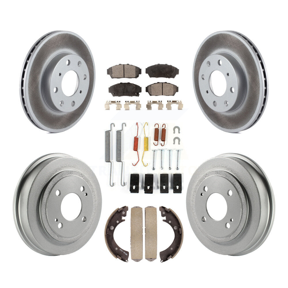 Front Rear Coated Disc Brake Rotors Ceramic Pads And Drum Kit (7Pc) For Honda Civic KGT-101817
