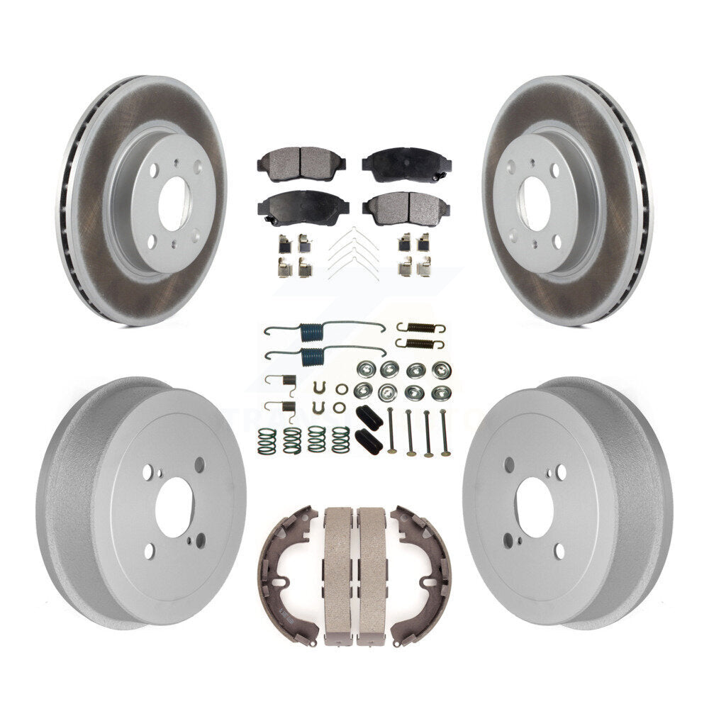 Front Rear Coat Disc Brake Rotors Ceramic Pad Drum Kit (7Pc) For Toyota Corolla Geo Prizm KGT-101818