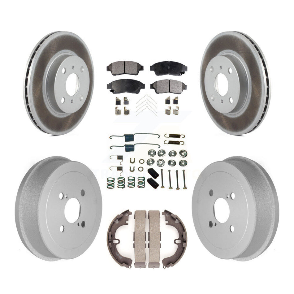 Front Rear Coat Disc Brake Rotors Ceramic Pad Drum Kit (7Pc) For Toyota Corolla Geo Prizm KGT-101818