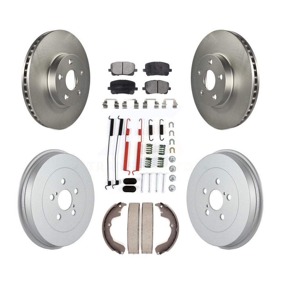 Front Rear Coated Brake Rotor Ceramic Pad & Drum Kit (7Pc) For Toyota Matrix Pontiac Vibe KGT-101822